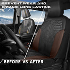 CAR PASS Waterproof Black Brown Car Seat Covers Front Seat Covers Neoprene Wetsuit,All-Weather Non-Slip Durable,Universal Fit for SUV Sedans Trucks Automotive,Airbag Compatible,3D Emboss Black Brown - Image 6