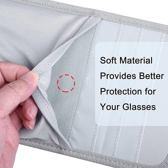 Wisdompro Car Sun Visor Storage Pouch, Sunglasses Bag & 3 CD Sleeves, Gray | with Pen Holder and Elastic Strap, Auto Sunvisor Organizer Pocket for Glasses, Document, Card, DVD, Papers, Receipts - Image 4