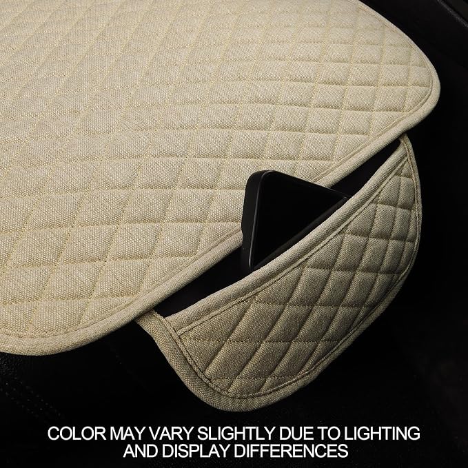 West Llama Linen Car Seat Covers,Bottom Seat Covers for Cars Include 1 Pair Front Driver Seat Pad Mat and 1 Rear Bench Cover for SUVs,Cars,Sedans(3Piece-Beige) - Image 5