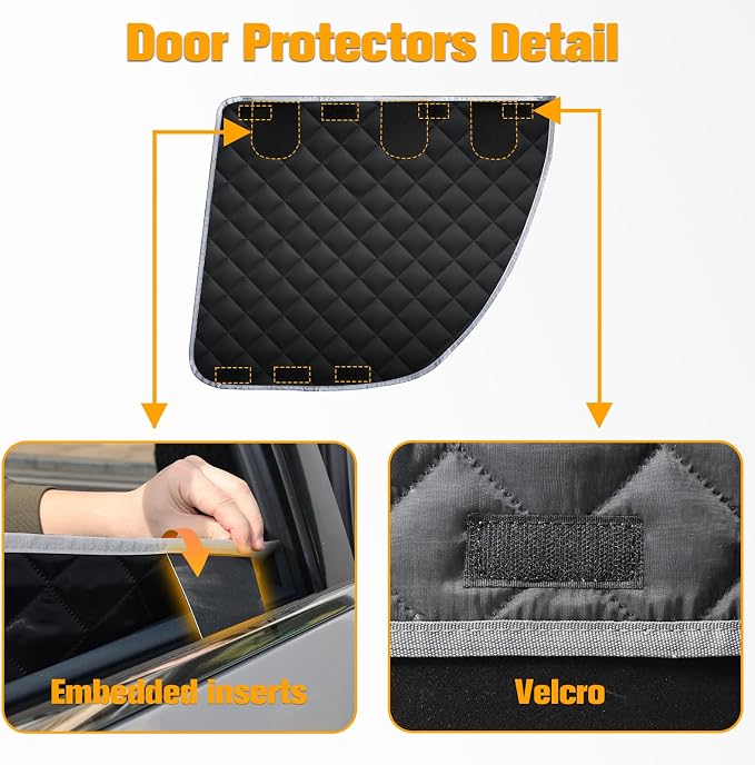 PETICON Dog Seat Cover for Tesla Model 3 & Y Back Seat + 2 Door Protectors | Waterproof Dog Hammock with Mesh Window Keeps Seats Pristine, Includes Headrest & Door Protection from Scratches and Scuffs - Image 5