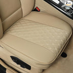Black Panther 1 Pair of PU Car Seat Covers, Full Wrapping Front Bottom Seat Protector Compatible with 95% Vehicles, Anti-Slip (W 21.26''×D 20.86”), Beige by Black+Panther