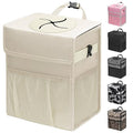 Capolo Car Trash Can with Lid, Leakproof Car Garbage Can Car Trash Bag | Waterproof, Trash Can for Car, 3 Mesh Pockets, Mini Hanging Vehicle Car Trash Bin, for Back/Front Seat (Beige,2.5 Gal) by Capolo