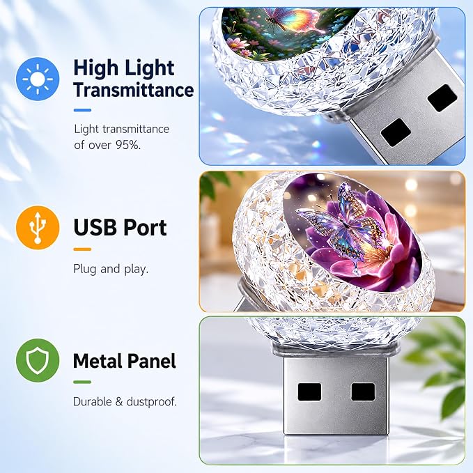2 Pcs Wolf USB LED Car Interior Atmosphere Lamp, Portable Multi-Color Mini LED Night Light Auto Ambient Lighting, Universal Vehicle Interior Bedroom Decor Car Accessories Wolf Gifts for Women Men - Image 7