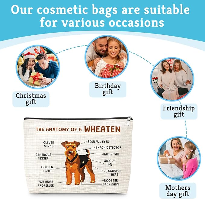 Funny Terrier Dog Lovers Makeup Bag Dogs Themed Gifts for Wheaten Terrier Lovers Owners Mom Travel Pouch Mothers Day Christmas Birthday Present for Women Mom Sister Cosmetic Bag with Zipper - Image 7