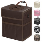 Capolo Car Trash Can with Lid, Leakproof Car Garbage Can Car Trash Bag | Waterproof, Trash Can for Car, 3 Mesh Pockets, Mini Hanging Vehicle Car Trash Bin, for Back/Front Seat (Brown,2.5 Gal) by Capolo