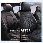Huidasource 2007-2017 Wrangler JK Seat Covers 4 Door (Fullset/Black&Blue) | Waterproof Leather Custom Seat Cover, Front&Rear Seat Cushion Protector Fit for Jeep Wrangler JK 4-Door Sahara Sport Rubicon - Image 4