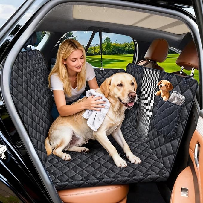 JSTHT Dog Car Seat Cover for Pets Back Seat Extender Support 420lbs | Hard Bottom Dog Car Seat Cover, Waterproof Car Seat Cover Protector, Nonslip Scratch Proof Dog Hammock for Car SUV and Truck - Image 2