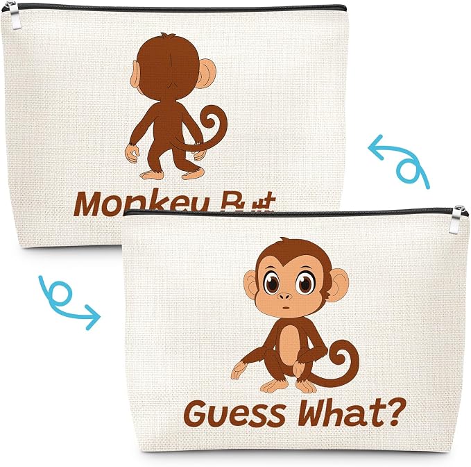 Cute Monkey Print Makeup Bag Monkey Lover Gift for Daughter Animal Monkeys Lovers Women Girls Sister Best Friend Mom Pet Coworker Graduation Mothers Day Christmas Birthday Cosmetic Bag with Zipper by Gfhzdmf