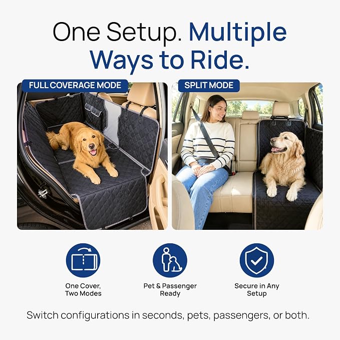 evori Dog Guard, Waterproof Dog Car Seat Cover with Mesh Barrier, Hammock | Nonslip back seat protector with mesh divider for cars, trucks and SUVs, scratchproof dog blanket, adjustable straps - Image 6