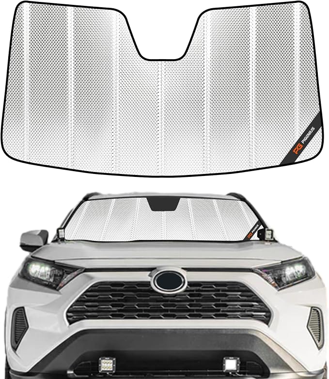 Pigenius Windshield Sun Shade for Toyota RAV4 2019-2025; RAV4 Prime 2021-2024. Reflective Aluminum Film Front Window Sunshade - BLAZBLOCK by Pigenius