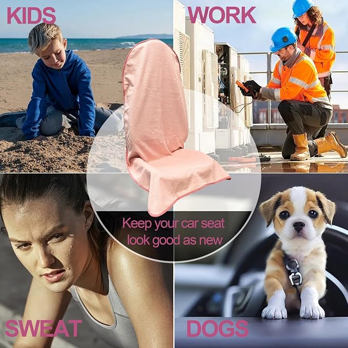 Waterproof Car Seat Cover for Front Seats, Protector for Cars SUVs Trucks, Sweat Towel Seat Covers Bucket for Gym,Workout,Beach,Hiking,Running and Swimming(Pink, 2PCS Front Seat Towel) - Image 5