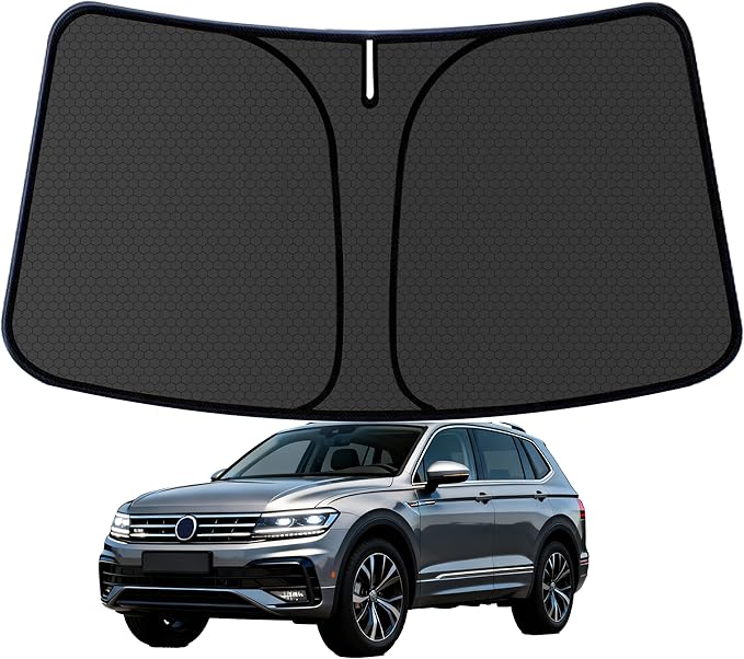 Tiguan Windshield Sun Shade for VW Tiguan 2018-2022 2023 2024 2025 Blocks UV Rays Accessories,1:1 Custom Foldable Thickened Wear-Resistant Front Window Sunshade Visor,Keeps Your Car Cooler by Achaltiza