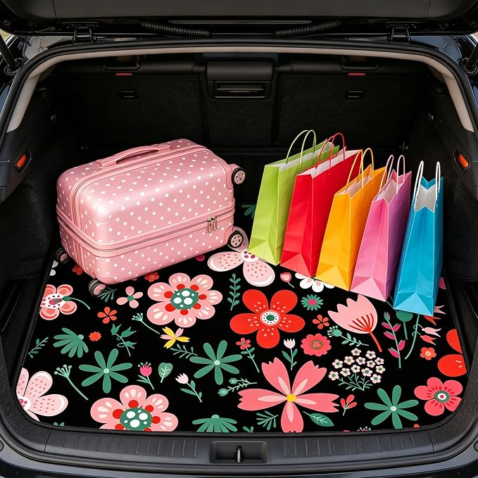 Universal Car Trunk Mat 29" x 39",Multicolor Floral,Butterfly Etc,Anti-Slip Easy to Clean, Trunk Protective Mat, Sporty Vehicle Interior Accessories Suitable for Most Car Models. - Image 6