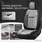 Coverado Car Seat Covers Front Seats, Seat Covers for Cars, Car Seat Protector, 2-Pack Car Seat Cushion Nappa Leather, Waterproof Seat Covers Carseat Cover Universal Fit for Most Cars(Black&Gray) - Image 2