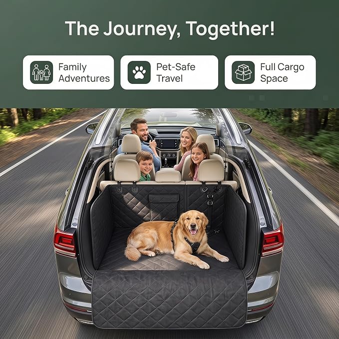 RYNVALE SUV Cargo Liner for Dogs, Full Coverage with Cushioned Sides | Heavy-Duty 900D Oxford, Heavy-Duty Straps & Zinc Alloy Buckle, 17.7" Side Flaps & 20" Bumper Flap, Waterproof Non-Slip, XL - Image 5