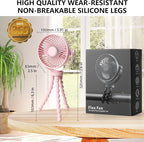 snawowo Mini Handheld Personal Portable Fan, Baby Stroller Fan Pink | Car Seat USB or Battery Powered, with Flexible Tripod Clip on Student Bed Desk Bike Crib Treadmill Camping Traveling - Image 6