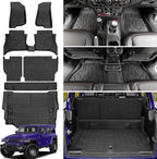 Cargo Mat with Floor Mat Compatible with 2021-2025 Jeep Wrangler JL Unlimited 4XE 4 Door, Floor Liner Seat Back Cover TPE Rear Cargo Liner for 2024 Jeep Wrangler JL/JLU Accessories by Utiiy