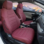 Lolcar CRV Seat Covers Custom Fit for Honda CRV 2017 2018 2019 2020 2021 2022,Leather Car Seat Cover Full Set for Trucks SUV,Waterproof Car Seat Cushion,Faux Leather (Burgundy) by LOLCAR