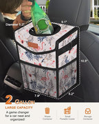 Pritent Car Trash Can with Lid Leakproof Car Garbage Bag Vehicle Trash Bin | Hanging Automotive Garbage Can,Multipurpose Car Accessories for Women Men Interior Car Storage Organizer(2 Gal,Flamingo) - Image 2