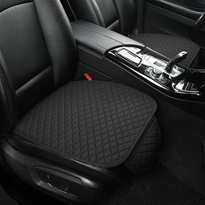 West Llama Linen Car Seat Covers,Bottom Seat Covers for Cars Include 1 Pair Front Driver Seat Pad Mat and 1 Rear Bench Cover Universal Fits 90% Vehicles,SUVs,Cars,Sedans(3Piece-Black) - Image 8