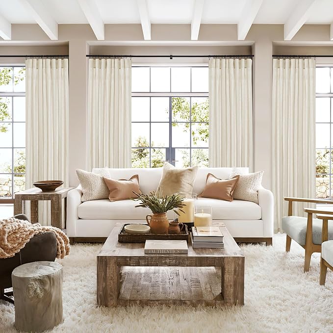 RYB HOME Linen Sheer Curtains 2 Panels for Living Room, Semi Transparent Privacy Drapes with Rod Pocket Farmhouse Style Window Treatments for Bedroom, Linen, 38" W x 84" L - Image 8