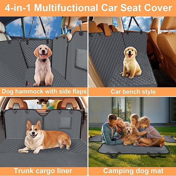 Mancro Dog Car Seat Cover for Back Seat, Waterproof Dog Hammock for Car | 600D Heavy Duty, Scratch-Resistant Back Seat Pet Cover for Dogs with PVE Nonslip Underside, Fits for Sedan, Trucks and SUVs - Image 4