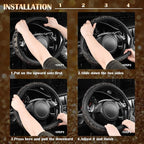 CAR PASS Bling Diamond Steering Wheel Cover Leopard Pattern, Sparkly Crystal Glitter Rhinestones Black Leather Wheel Protect for Women Girl Fit Suvs,Vans,Sedans,Cars,Trucks, 14" 1/2-15" Gold Leopard - Image 6
