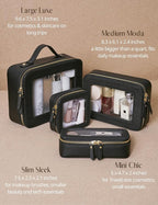 Small Clear Makeup Bag for Purse, Travel Cosmetic Case, Black, Mini | Waterproof PU Leather, Transparent Square Make Up Pouch with Zipper, Tiny Toiletry Organizer Bag for Women Car Essentials Bag - Image 9