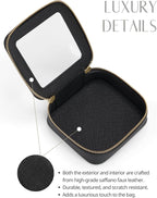 Small Clear Makeup Bag for Purse, Travel Cosmetic Case, Black, Mini | Waterproof PU Leather, Transparent Square Make Up Pouch with Zipper, Tiny Toiletry Organizer Bag for Women Car Essentials Bag - Image 6