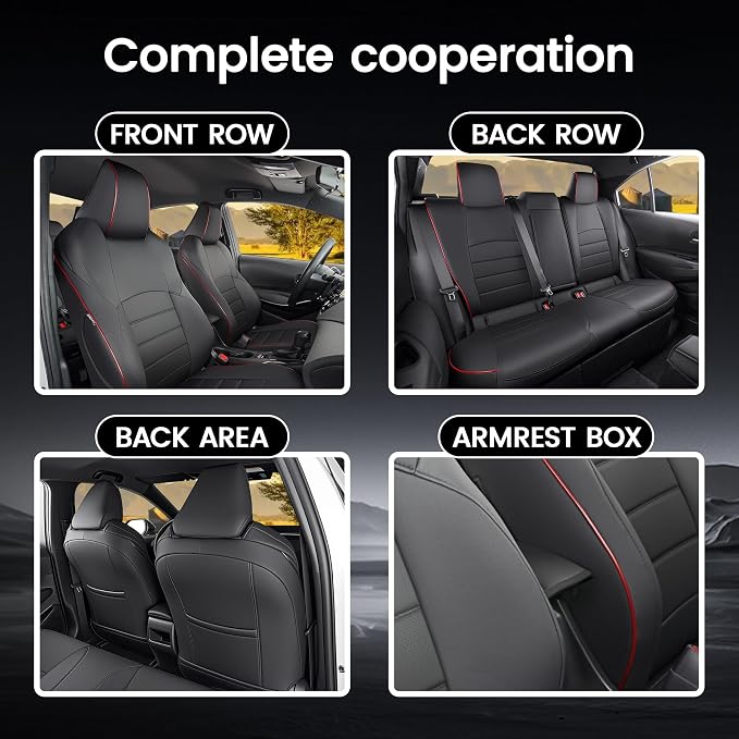 HKZ Customized Special seat Cover for Toyota Corolla (Black with Red Trim, 2020-2022 Corolla XSE) - Image 8