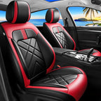 Rio Car Seat Covers Fit for KIA Rio 2014-2025 2026, Premium Full Coverage Leather Automotive Seat Protectors, All Seasons Waterproof Breathable, Airbag Compatible (2 Front Seats, Red Black) by Unknown