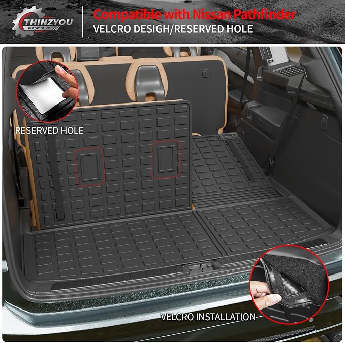 Floor Mats for 2022-2025 2026 Nissan Pathfinder 7&8 Seats | Trunk Mat Cargo Mat Cargo Liner TPE All Weather Back Seat Cover Protector 2024 Pathfinder Accessories - Image 7