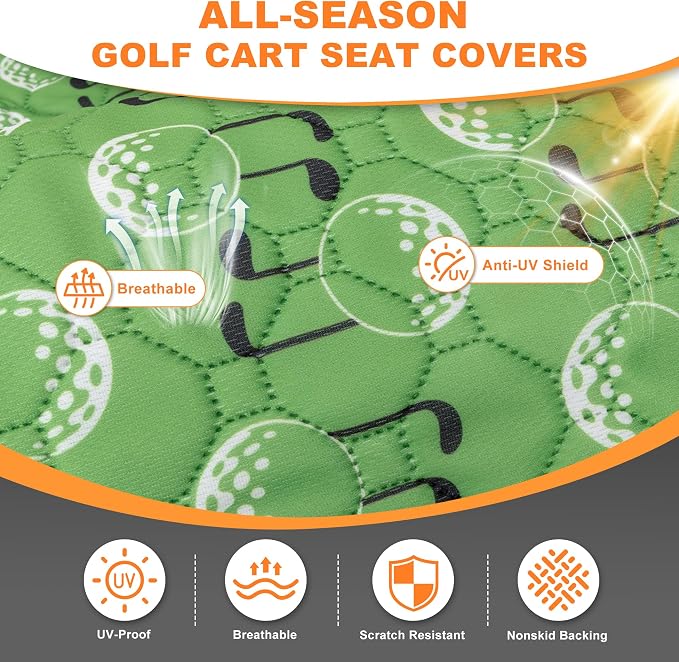 PGmoon Golf Cart Seat Covers with 4 Front Pockets & Nonskid Bottom | Universal Golf Cart Seat Towel Blanket Fits for EZGO, Yamaha, Club Car and More 2 Person Seats Golf Carts - Image 2