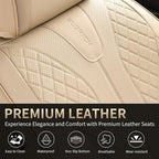FLORICH Leather Seat Covers, Car Seat Cover Full Set Automotive Seat Covers Waterproof Car Seat Protectors 5 Seats Universal Seat Cover Fit for Most Cars SUV Trucks, Beige - Image 7