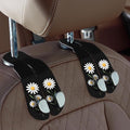 CoBak Purse Hook for Car - Universal Premium Stitched Leather and Aluminum-Magnesium Alloy Double Car Seat Back Storage Hook for Purses, Handbags, Bags (2 Pack),Daisy by PopulartabletcasebrandWegivepeoplethebestdesignofprotectingvariouselectronicdevices
