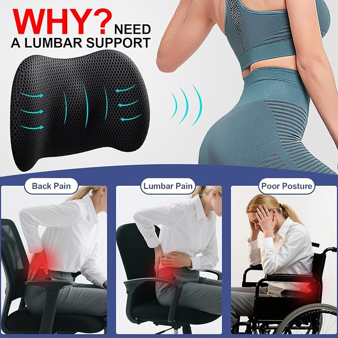 BYMECOST Lumbar Support Pillow for Car, Memory Foam Car Back Cushion | Car Seat Back Pillow for Driving, Adjustable Strap, Ergonomic Lower Back Support Pillow, Office Chairs and Wheelchairs - Image 6