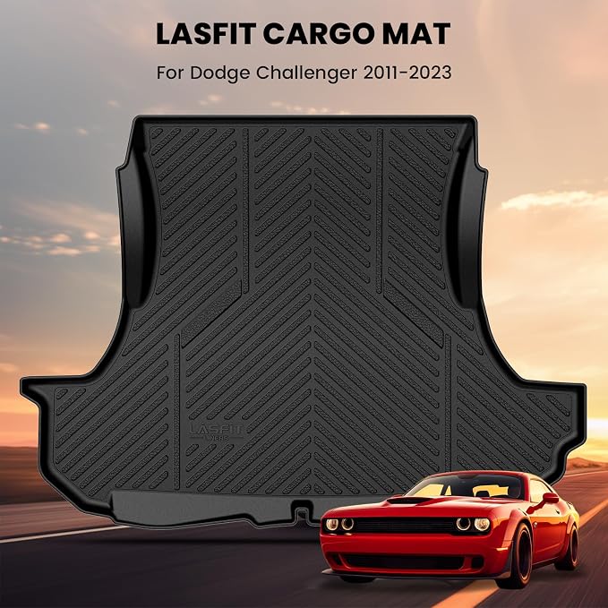 LASFIT Cargo Mat for Dodge Challenger 2011-2023 | All Weather TPE Custom Fit Cargo Trunk Mat Liner Accessories, Black - Image 7