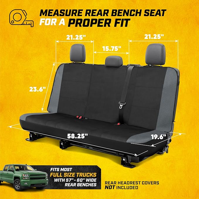 CAT MeshFlex Seat Covers Full Set for Full-Size Pickup Trucks Only - Gray | Front Bucket Seat Covers & 60/40 Split Rear Bench Protector – Interior Accessories For F-150, Silverado, Ram, Sierra & Tundra - Image 7