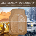 CAR PASS Tire Tread DeepDish Rubber Floor Mats for car Heavy Duty car mats All Weather, Universal XL~M Trim to Fit for Truck SUV Vehicle Automotive, Waterproof car mats 3 piece Solid Beige - Image 5