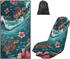 Sea Turtle Print Car Seat Cover Towels Front Seats Hibiscus Print Automotive Seat Covers for Truck Sedan SUV Sweat Absorption Running Towel, Workout Towel and Yoga Mat by Baxinh