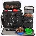 LARIPOP Dog Travel Bag Airline Friendly for Small Medium Large Dogs, Pet Travel Organizer with Collapsible Bowls Food Containers Mat, Waterproof Portable Tote for Dog Outdoor Travel by LARIPOP