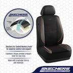 Skechers Air-Cooled Memory Foam Seat Covers,Mesh Thick Car Seat Covers,Piping Leather Car Seat Cover,Airbag Compatible,Automotive Comfort for Most Cars, Vans, Trucks, SUV(Brown, Full Set) - Image 3