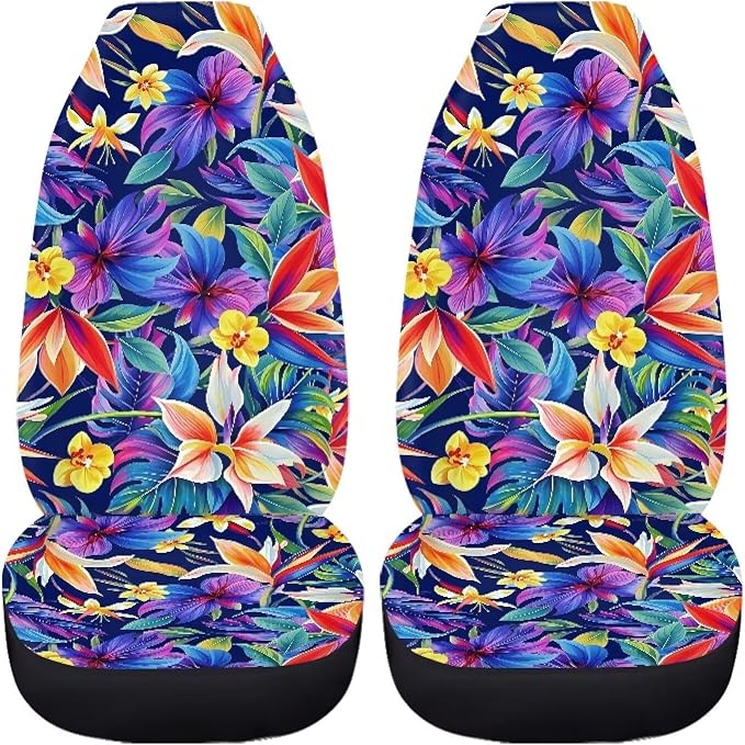 Colorful Tropical Flower Car Seat Covers Washable Seat Protector Automotive Vehicle Seat Covers for Cars Interior Accessories for Cars, Sedans, Trucks, SUVs - Image 4