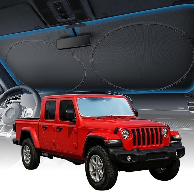 2026 Upgraded Zanch Windshield Sun Shade for Off-Road SUV, 60''x21'' | UV Protection & Heat Reduction, Light-Blocking, Heavy-Duty, Easy to Store&Setup, Keep Interiors Cool, Sun Shield for Parking by Zanch