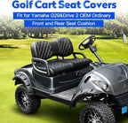 NOKINS Golf Cart Seat Covers 4 Piece Fits Yamaha Drive G29 /Drive2 | Front and Rear Seat Vinyl Covers, Golf Cart Accessories, No Staples(Black&Black Stitch) - Image 2