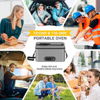 Portable Oven, 12V 24V 110V-240V Car Food Warmer Portable Personal Mini Oven Electric Heated Lunch Box for Meals Reheating & Raw Food Cooking for Road Trip/Camping/Picnic/Family Gathering(Gray) - Image 6