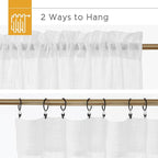 RYB HOME White Semi Sheer Curtains 63 inches Long for Bedroom | Linen Textured Blend, Privacy, Light Airy Sheers, Light Filtering for Bathroom Living Room Cafe, White, W70 x L63, 2 Panels - Image 7