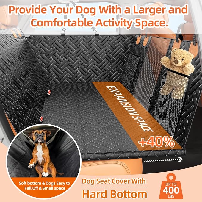 Back Seat Extender for Dogs,Hard Bottom Car Seat Cover for Dogs | With Mesh Window,Waterproof Backseat Pet Cover Hard Bottom-Dog Car Seat Cover for Back Seat Dog Hammock for Car/SUV - Image 2