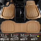 CAR PASS Tire Tread DeepDish Rubber Floor Mats for car Heavy Duty car mats All Weather, Universal XL~M Trim to Fit for Truck SUV Vehicle Automotive, Waterproof car mats 3 piece Solid Beige - Image 3