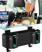 Car Headrest Backseat Cup Holder 3.7", Seat Back Organizer with Hooks | High Capacity 4 in 1 Seat Back Organizer, Multifunctional Storage for Car Travel Accessories Compatible with Most Vehicles by Unknown